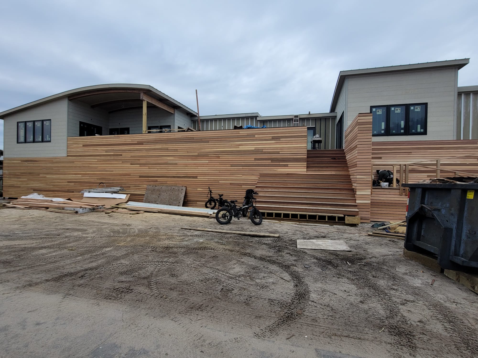 Cedar plank exterior on a new construction build
